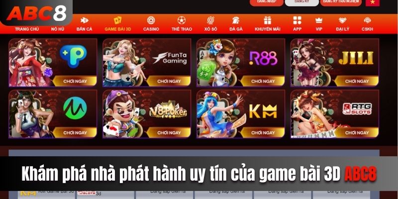 Bật mí một số nhà phát hành game bài ABC8 uy tín tại nhà cái